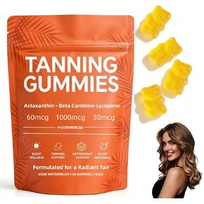 Skin Tanning Gummies | Fast-Acting Sunless Tanning for Women, Glowing Hydrated Skin with Natural Bronze Glow, Non-GMO, Sugar-Free, 60 Count in Saudi Arabia