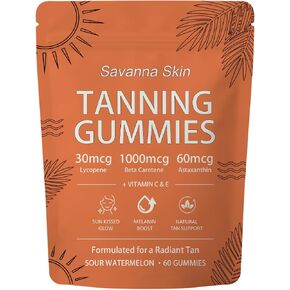 Zentra Natural Tanning Gummies - Vitamin C & E, Astaxanthin & Beta Carotene for Radiant Glow & Hydration, Non-GMO Vegan Sugar-Free, 60 Count in Saudi Arabia