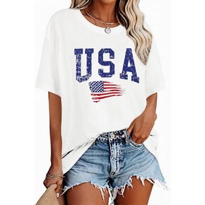 4th of July Outfits for Women USA Patriotic Shirts for Women Short Sleeve Red White and Blue Shirts American Flag Summer Tops in Saudi Arabia