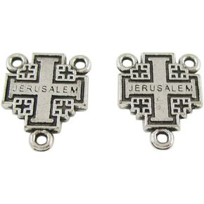 Pack of 100 Antique Silver Jerusalem Centerpiece for Olive Wood Rosary in Saudi Arabia