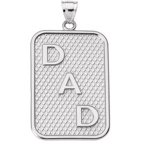 Men's Fine Sterling Silver "DAD" Dog-Tag Engravable Pendant in Kuwait