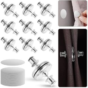 10 Pairs Curtain Magnets Closure Clips, Double Sided Magnetic Suction Curtain for Home, Bedroom, Bathroom, Office Draperies (with 10 Pairs Self-Adhesive Patch) in Kuwait