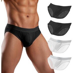 Hgn Men's Breathable Mesh Briefs, Soft Stretch Cooling Underwear With Double Pouch & Side Vents, 4-Pack in Saudi Arabia