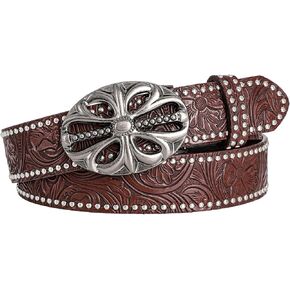 Y2k Belt for Women Men Western Fashion Cowboy Cowgirl Punk Goth Emo Bohemian Engraved Studded Belt Grunge Clothes in Saudi Arabia