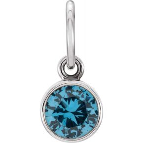 The Black Bow Sterling Silver 4mm Imitation Blue Zircon Charm or Pendant Enhancer in Kuwait