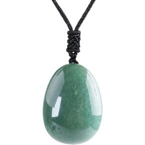 iSTONE Unisex Genuine Round Beads Gemstone Pendant Necklace Black Rope Chain 24 inch for Men Women in Saudi Arabia