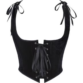 Renaissance Underbust Corset Tops for Women with Zipper, Vintage Medieval Floral Tank Lace-Up Boned Bodyshaper in Saudi Arabia
