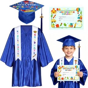 2026 Kindergarten Graduation Gown Cap Set - 4 Pack Complete with Stole, Tassel & Diploma for Preschool Ceremony in Saudi Arabia
