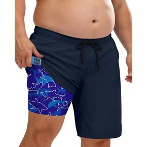 Big and Tall Mens Swim Trunks with Compression Liner 10''Quick Dry Board Shorts Zipper Pocket Bathing Suit (2XL-9XL) in Saudi Arabia