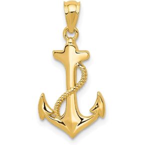 Saris and Things 14k Yellow Gold Solid Polished Anchor Charm Pendant in Saudi Arabia