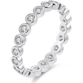 Moissanite Eternity Band for Women, 18K White Gold Plated Bezel Set Stackable Wedding Band Full Eternity Ring, D Color VVS1 Moissanite Anniversary Promise Ring Size 5-11 in Saudi Arabia