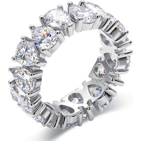 WES 4x6mm Pear-shaped Moissanite Eternity Ring Wedding Band - 925 Sterling Silver D Color VVS1 Clarity Total 7.2cttw Moissanite Rings for Women Men, Size 4-11 in Saudi Arabia