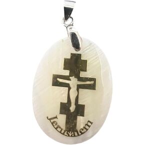 Mother of Pearl Greek Russian Orthodox Cross Pendant in Kuwait