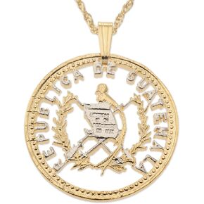 Guatemala Coin Pendant and Necklace, Guatemala Coin Hand Cut, 1 1/4" in Diameter, (# 864) in Kuwait