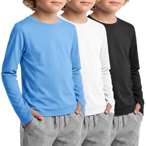 3 Pack Boys Rash Guard UPF 50+ Swim Shirts Kids Long Sleeve UV Sun Protection Quick Dry Tops with Thumb Hole in Kuwait