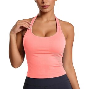 Womens Built in Bra Tank Tops Cropped Halter Shirts Summer Going Out Backless Sleeveless Workout Cute Camisole 2026 in Kuwait