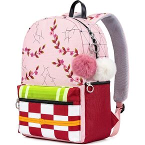 Pink Anime Backpack 15"(with 2 keychains), Anime Bag Daily Casual Cosplay Accessories Merch for Birthday Gifts in Saudi Arabia