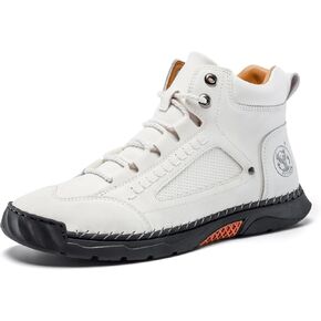 FLYLAND Men's Handmade Faux Leather Chukka Boots, Mid Top Lace-Up Casual Sneaker Boots, Non-Slip Rubber Outsole for Walking & Driving in Saudi Arabia