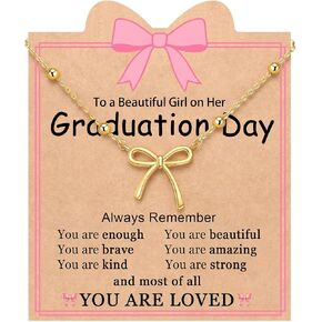 Gold Bow Necklace with Card, Graduation 16th Birthday Gifts for Girl Women - You Are Enough and Loved in Saudi Arabia