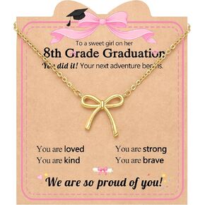 Eryuor You Did It! So Proud of Her, Cute Bow Necklace 5th 8th Grade Kindergarten Graduation Gifts for Girls in Saudi Arabia