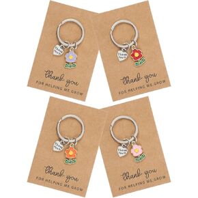 Nogeqi 4Pcs Teacher Keychain, Teacher Appreciation Keychain Gifts, Thank You for Helping Me Grow Keychain, Teacher Day Gifts for Women Men, Coworker Employee Appreciation Gift in Kuwait