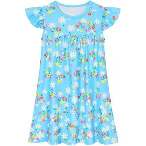 WonderBabe Girls Nightgowns Flutter Short Sleeves Sleepwear Kids Pajamas Princess Nightgown Soft Night Dress for Toddler Girl in Kuwait