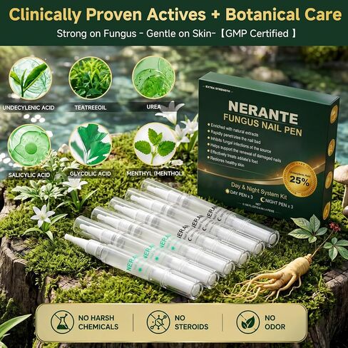 2026 Upgrade Toenail Fungus Treatment Pen,Extra Strength 25% Undecylenic Acid【GMP Certified - 7X Deep Penetration】 Nail Repair Patches Tea Tree Oil for Toenails Fingernails 6 Pens Day & Night in Kuwait