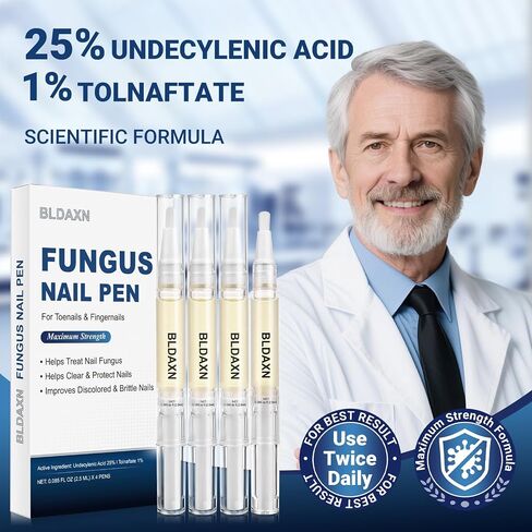 Toenail Fungus Treatment Extra Strength, Fungal Nail Treatment Pen with 25% Undecylenic Acid and 1% Tolnaftate, Maximum Strength Improves Appearance of Brittle, Discolored and Thick Nails (4 Pack) in Saudi Arabia