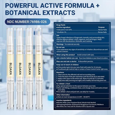 Toenail Fungus Treatment Extra Strength, Fungal Nail Treatment Pen with 25% Undecylenic Acid and 1% Tolnaftate, Maximum Strength Improves Appearance of Brittle, Discolored and Thick Nails (4 Pack) in Saudi Arabia