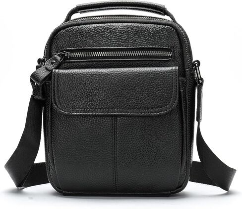 NIUCUNZH Man Purses and Bags Small, Mini Genuine Leather Messenger and Shoulder Bag for Men with lots of Zipper Pockets in Kuwait