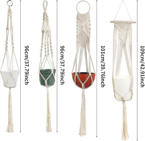 Laerjin Macrame Plant Hangers, Set of 6 Handmade Hanging Plant Holder Basket Stand Decorative Flower Pot Holder - Cotton Rope, 4 Legs, 4 Types in Saudi Arabia