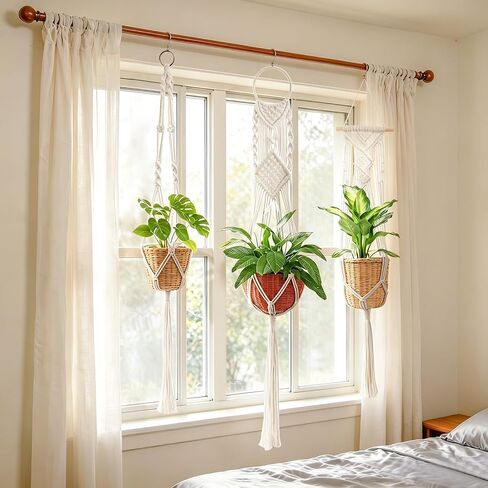 Laerjin Macrame Plant Hangers, Set of 6 Handmade Hanging Plant Holder Basket Stand Decorative Flower Pot Holder - Cotton Rope, 4 Legs, 4 Types in Saudi Arabia