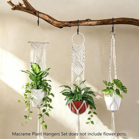 Laerjin Macrame Plant Hangers, Set of 6 Handmade Hanging Plant Holder Basket Stand Decorative Flower Pot Holder - Cotton Rope, 4 Legs, 4 Types in Saudi Arabia
