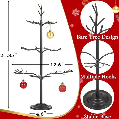 Metal Ornament Display Tree, Black Ornament Tree Display Stand, 22 Inch Christmas Tabletop Ornaments Hangers Stand, 3-Tier Wire Displays Trees for Easter Halloween Christmas Ornaments in Kuwait
