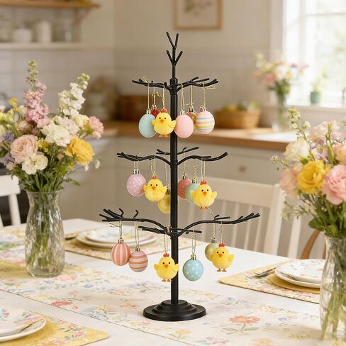 Metal Ornament Display Tree, Black Ornament Tree Display Stand, 22 Inch Christmas Tabletop Ornaments Hangers Stand, 3-Tier Wire Displays Trees for Easter Halloween Christmas Ornaments in Kuwait