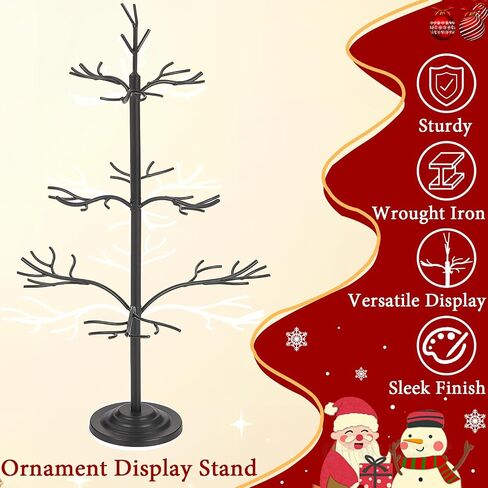 Metal Ornament Display Tree, Black Ornament Tree Display Stand, 22 Inch Christmas Tabletop Ornaments Hangers Stand, 3-Tier Wire Displays Trees for Easter Halloween Christmas Ornaments in Kuwait