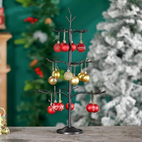 Metal Ornament Display Tree, Black Ornament Tree Display Stand, 22 Inch Christmas Tabletop Ornaments Hangers Stand, 3-Tier Wire Displays Trees for Easter Halloween Christmas Ornaments in Kuwait