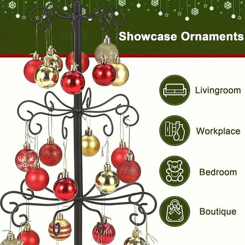 Ornament Tree Display Stand, 30 Inch Tabletop Metal Ornament Display Tree , Black Ornaments Hanger Stand, 4 Tier Scroll Tree Rack for Easter Christmas Ornaments Displays in Kuwait