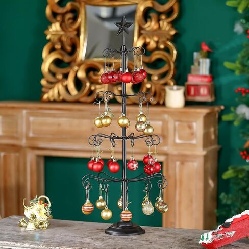 Ornament Tree Display Stand, 30 Inch Tabletop Metal Ornament Display Tree , Black Ornaments Hanger Stand, 4 Tier Scroll Tree Rack for Easter Christmas Ornaments Displays in Kuwait