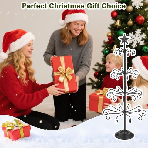 Ornament Tree Display Stand, 30 Inch Tabletop Metal Ornament Display Tree , Black Ornaments Hanger Stand, 4 Tier Scroll Tree Rack for Easter Christmas Ornaments Displays in Kuwait