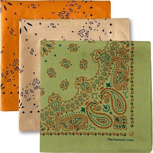 The Peacock Crew Oversized Paisley Bandanas 27x27 Inch – Extra Large Cotton Hankies – Big Wrap & Cowboy Wild Rag in Saudi Arabia
