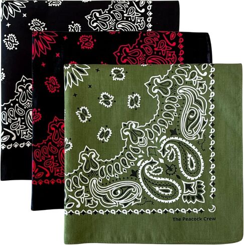 The Peacock Crew Oversized Paisley Bandanas 27x27 Inch – Extra Large Cotton Hankies – Big Wrap & Cowboy Wild Rag in Saudi Arabia