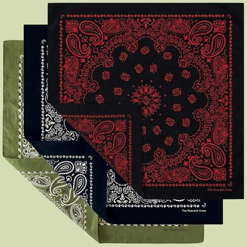 The Peacock Crew Oversized Paisley Bandanas 27x27 Inch – Extra Large Cotton Hankies – Big Wrap & Cowboy Wild Rag in Saudi Arabia