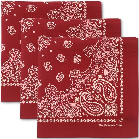 The Peacock Crew Oversized Paisley Bandanas 27x27 Inch – Extra Large Cotton Hankies – Big Wrap & Cowboy Wild Rag in Saudi Arabia