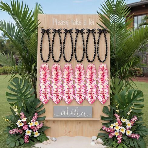 مجموعة 12 قطعة من زهور Kukui Nut Leis & Hawaiian Leis - قلادات زهور هاواي الاصطناعية مقاس 42.5 بوصة وقلادة Kukui مقاس 32 بوصة لحفلات التخرج Luau Hula in Kuwait