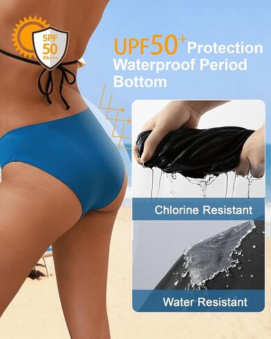 Battewa Period Swimwear Leakproof Bikini Bottoms Waterproof Menstrual Swim Brief Panties for Teens Girls Women UPF 50+ in Saudi Arabia