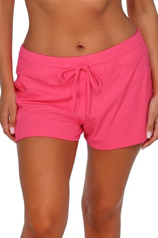 SUNSETS ESCAPE Laguna Swim Short with Attached Swimsuit Bikini Bottom in Textured Crepe Fabric in Saudi Arabia