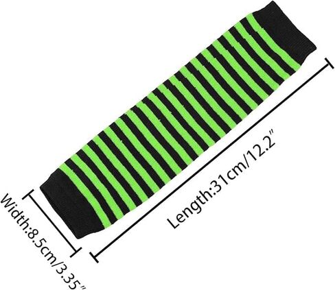 Women's Fingerless Gloves Printed Elbow Length Knitted Arm Warmers Bright Green Black One Size in Saudi Arabia