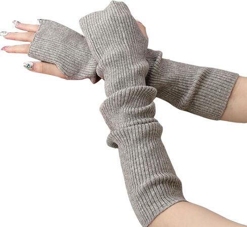 Arm Warmers,Knit Women's Long Fingerless Gloves Mitten with Thumb Hole,Warm Gloves Arm Sleeves for Women in Saudi Arabia