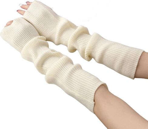 Arm Warmers,Knit Women's Long Fingerless Gloves Mitten with Thumb Hole,Warm Gloves Arm Sleeves for Women in Saudi Arabia